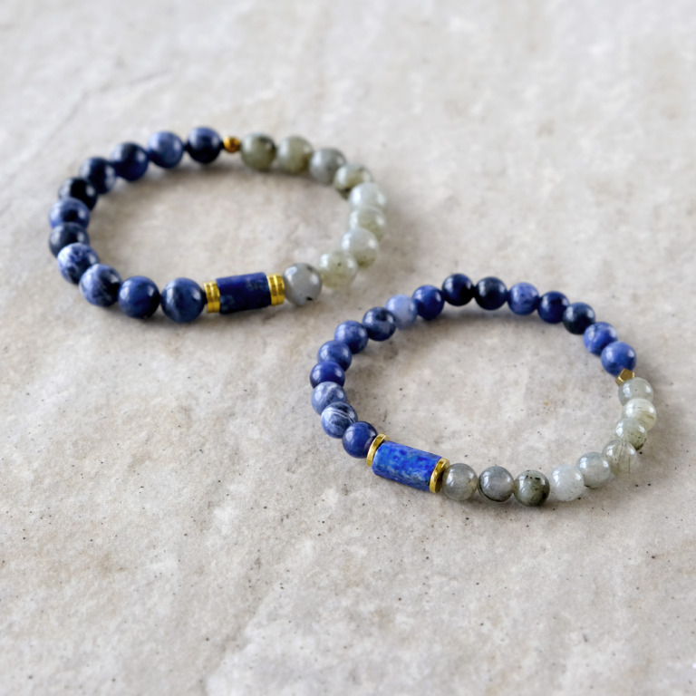 Bransoletka Spokój Cobalt Calm — lapis lazuli, labradoryt i sodalit