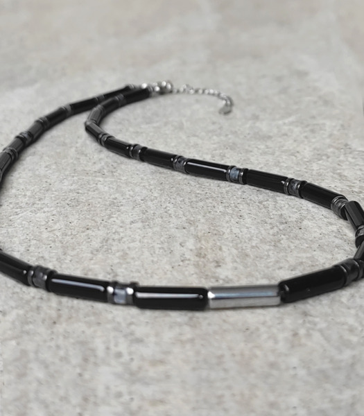 choker czarny - kamienie naturalne Onyksu