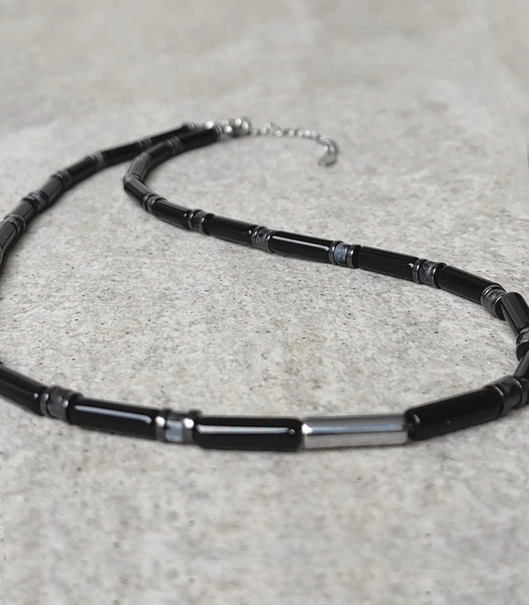 choker czarny - kamienie naturalne Onyksu