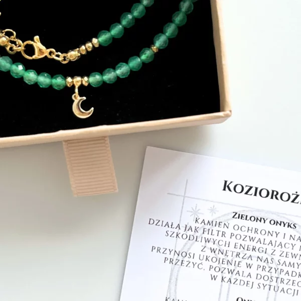 naszyjnik znak zodiaku koziorożec - ekspozycja w ozdobnym pudełku z logo Twin Flames Jewellery