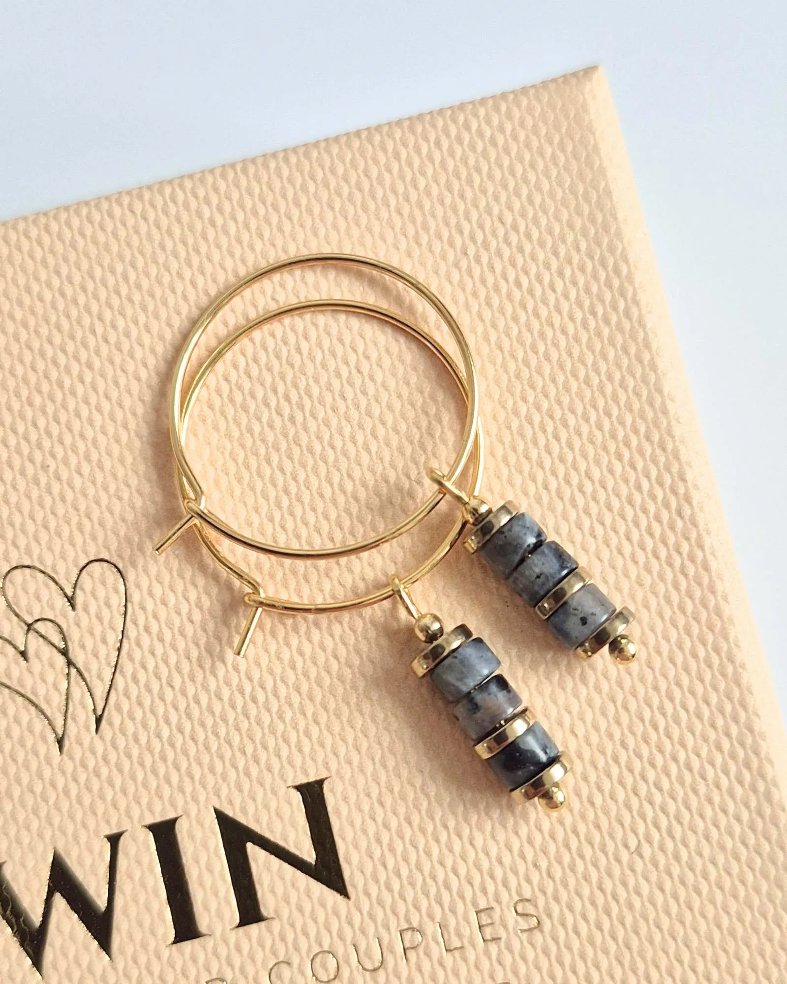 kolczyki damskie larwikit - wiszące