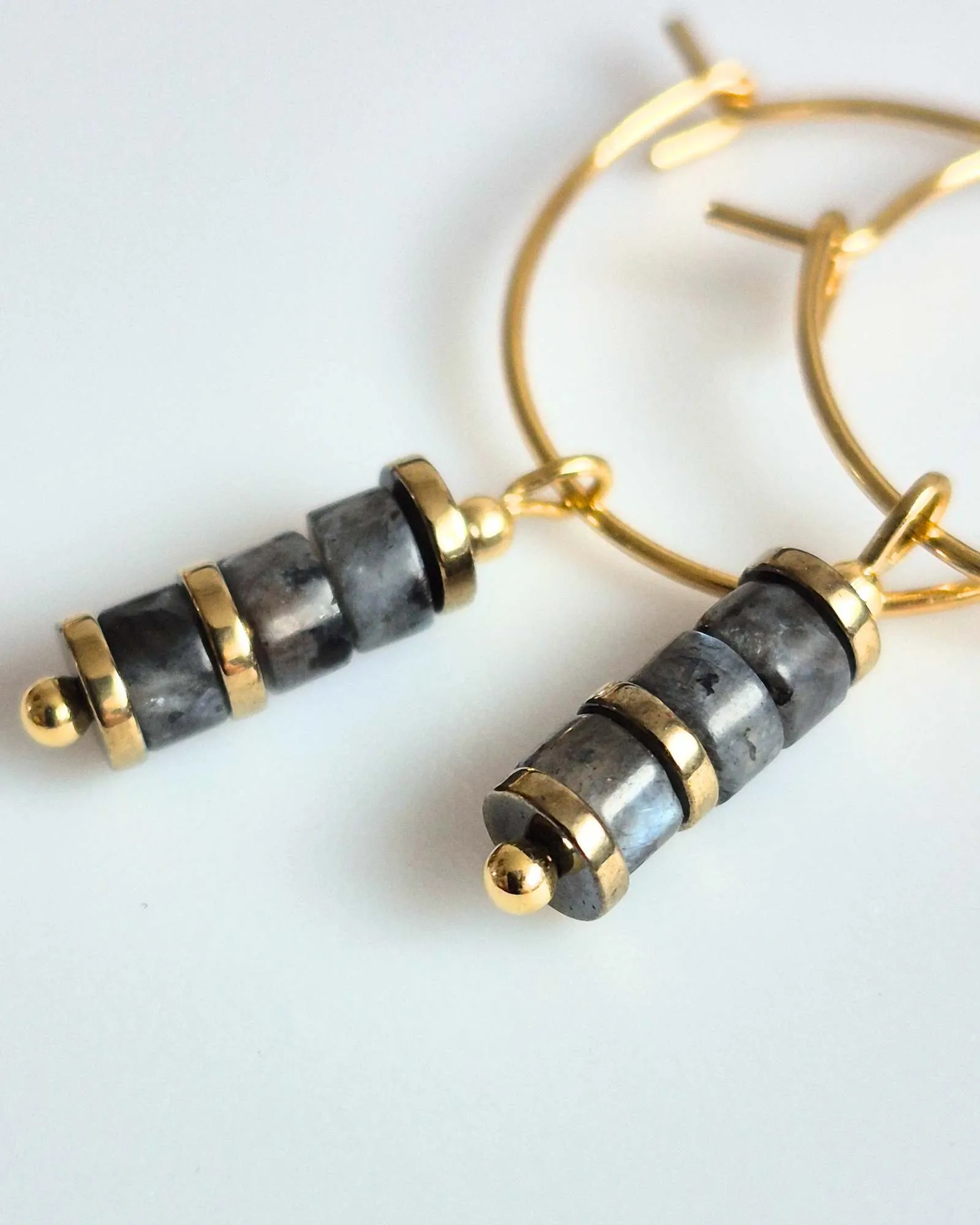 larvikit kolczyki - kamienie naturalne