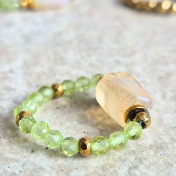 pierścionek na gumce elastyczny - Agat - Oliwin