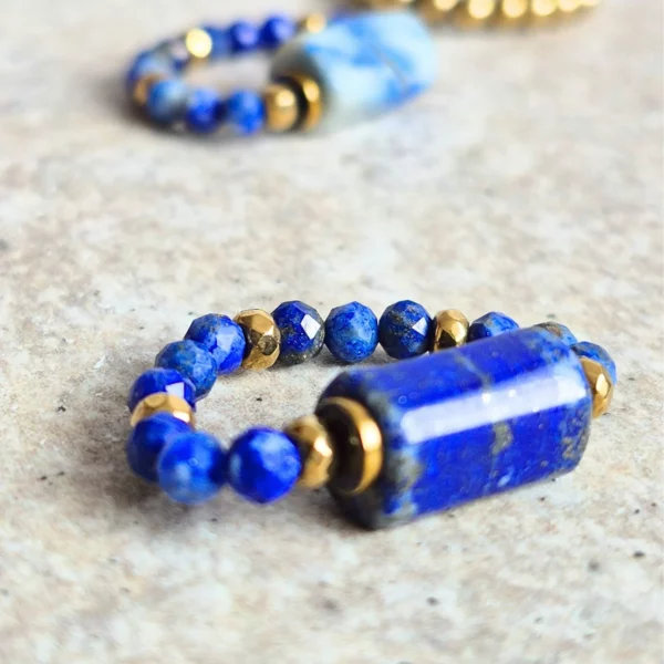 pierścionel na gumce elastyczny - Lapis Lazuli