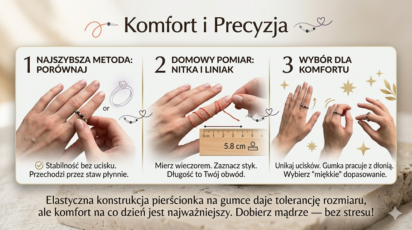 jak dobrać rozmiar pierścionka na gumce